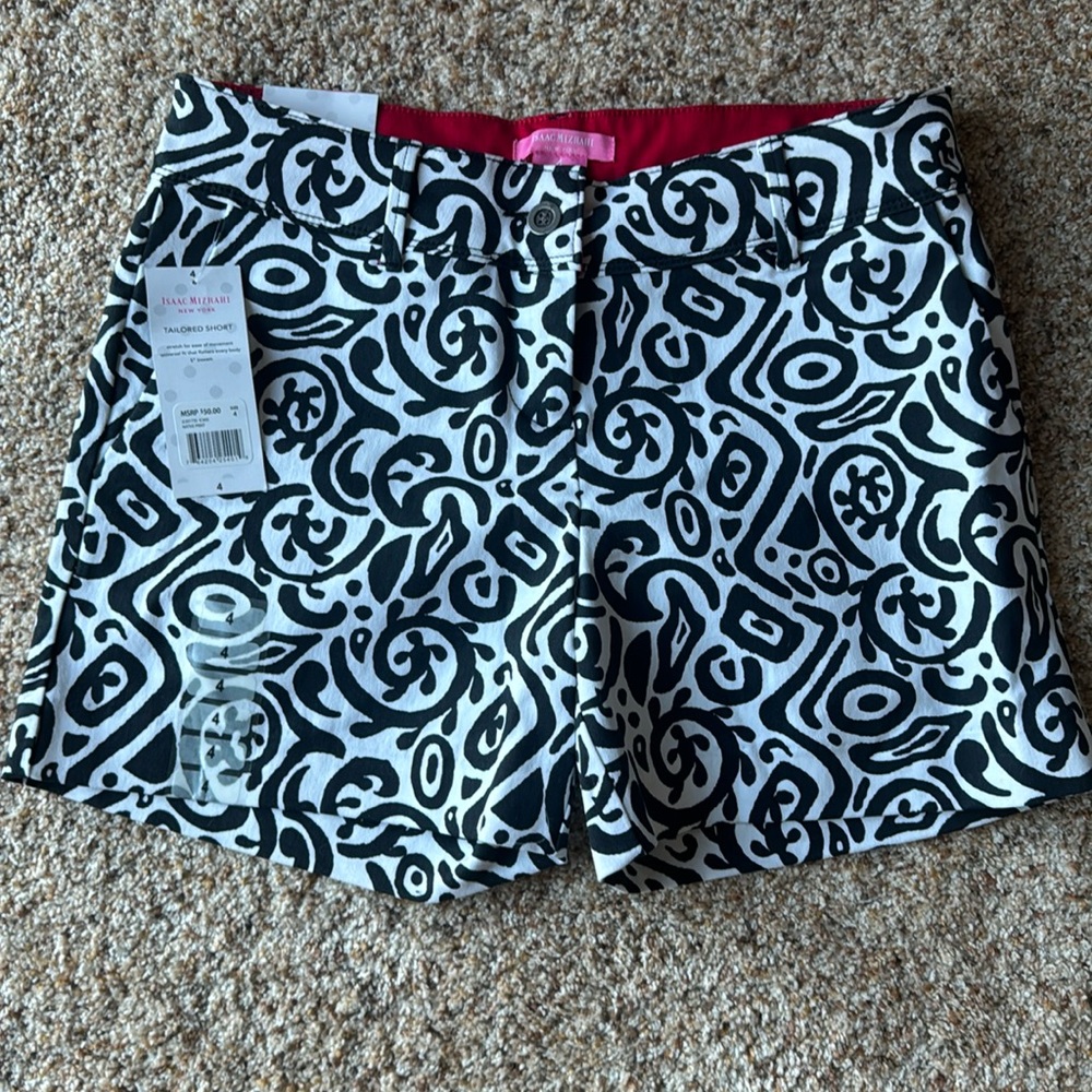 Isaac Mizrahi Black and White Taylored Shorts size 4